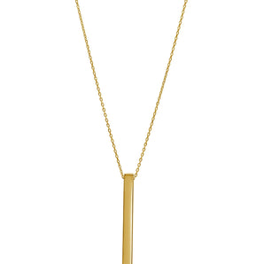 14K Yellow Rose Gold Bar Pendant with Chain
