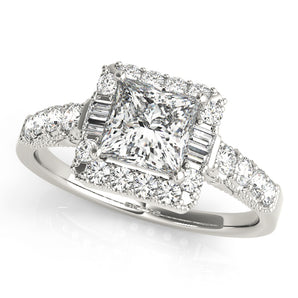 Princess Cut Engagement Ring with B&C Halo and French Pave