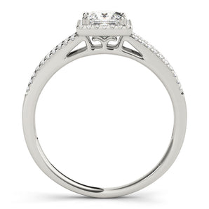 Princess Cut Engagement Ring with Halo and Split French Pave