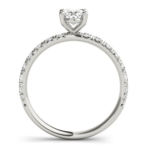 Classic Oval Solitaire Engagement Ring French Pave