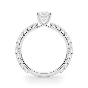 Classic Round Solitaire Engagement Ring with Scalloped Pave Setting