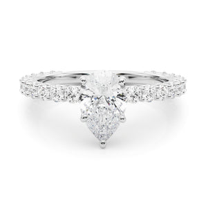 Classic Pear Engagement Ring with Scalloped Pave