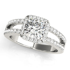 Princess Cut Engagement Ring with Heiress Halow and Split French Pave