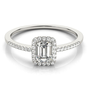 Emerald Engagement Ring with Heiress Halo and Petite Pave