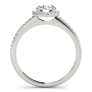 Round Engagement Ring with Cushioned Halo and French Pave
