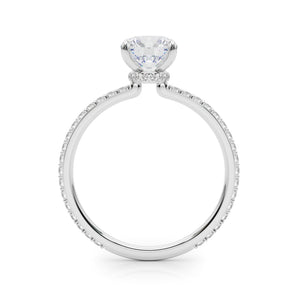 Round Engagement Ring with Hidden Halo and French Pave