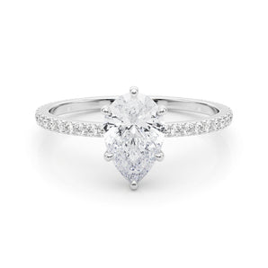 Classic Pear Engagement Ring with Hidden Halo and Petite Pave