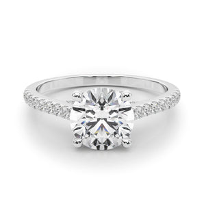 Classic Round Solitaire Engagement Ring with Petite Pave Setting