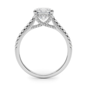 Classic Round Solitaire Engagement Ring with Petite Pave Setting