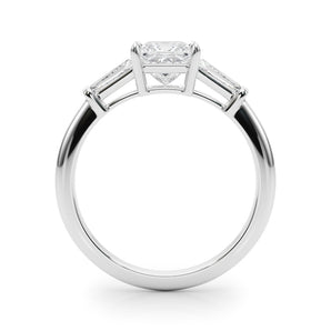3 Stone Princess Cut Engagement Ring With Tapered Baguette