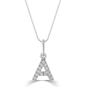 10k Gold Diamond Intial A-Z Pendants With Cable Chain