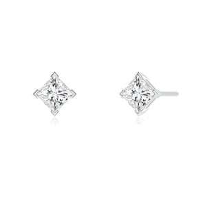 18k Gold Princess Cut Diamond Stud Earrings