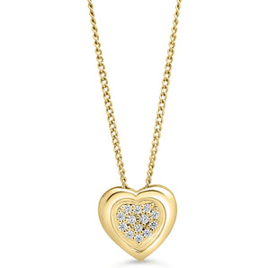 10K YG 0.05CT DIAMOND PAVE HEART PENDANT WITH CHAIN