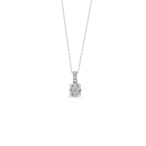 10K WG 0.10CT DIAMOND CLUSTER PENDANT WITH CHAIN