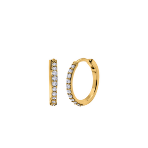 10k Yellow Gold Petite Pave Huggie Earrings