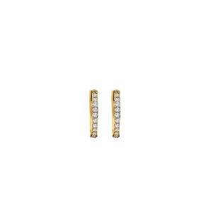 10k Yellow Gold Petite Pave Huggie Earrings