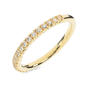 Round Cut Natural Diamond Half Eternity Ring Yellow Gold