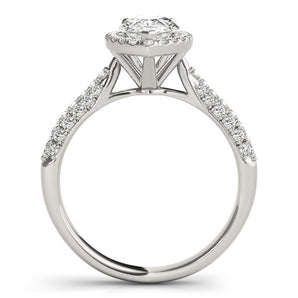 Pear Engagement Ring with Heiress Halo and Tapered Pave