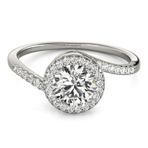 Round Engagement Ring with Bypass French Pave
